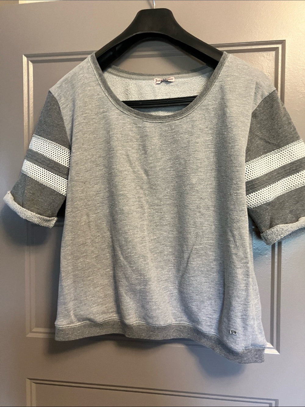 Juicy Couture Light Gray Terry Sweatshirt with Pink Logo Tag